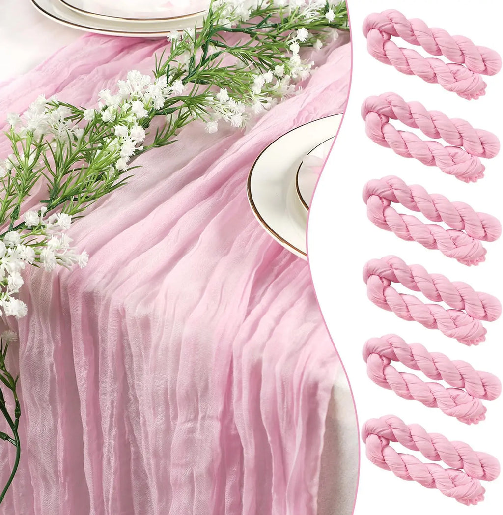 Runner da Tavola in Tessuto Boho Rosa 90x300cm - Per Matrimoni e Decorazioni
