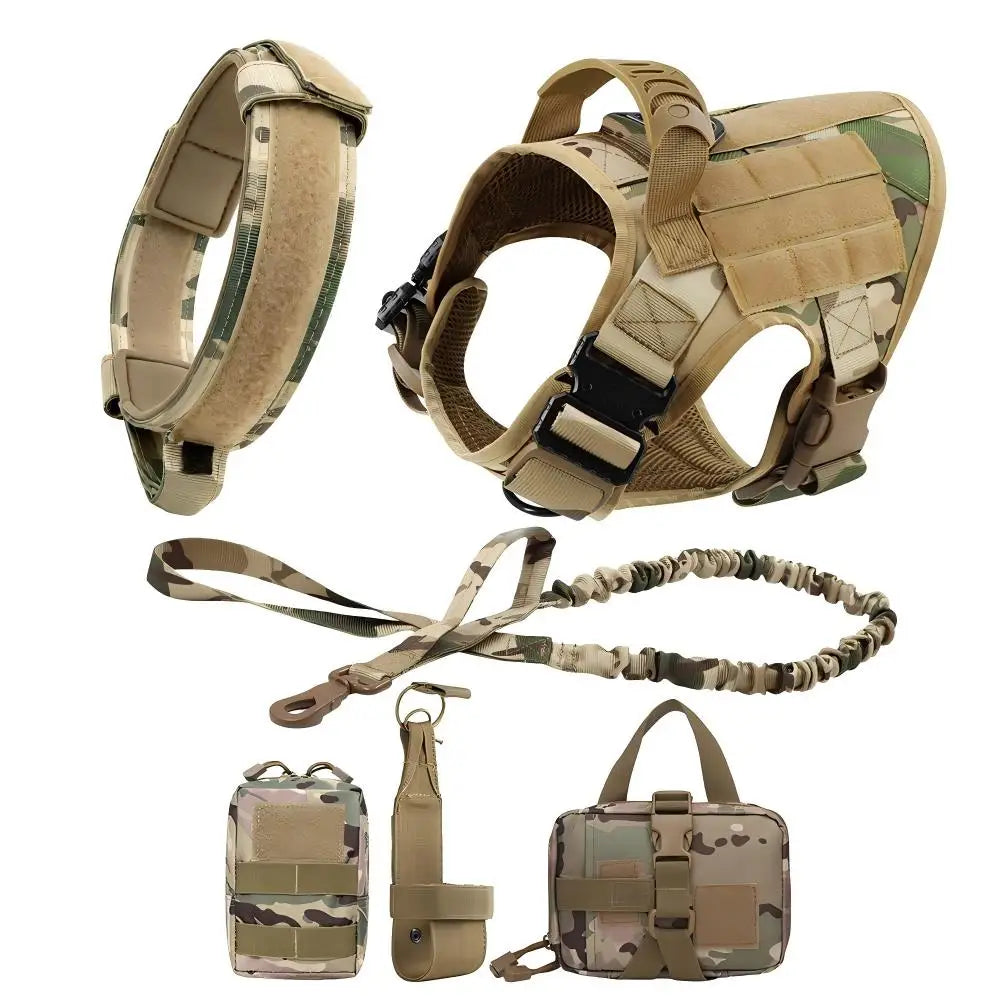 Dog Tactical Harness for Large Dogs with Molle Pouch - Military Training Vest for French Bulldogs and Other Breeds