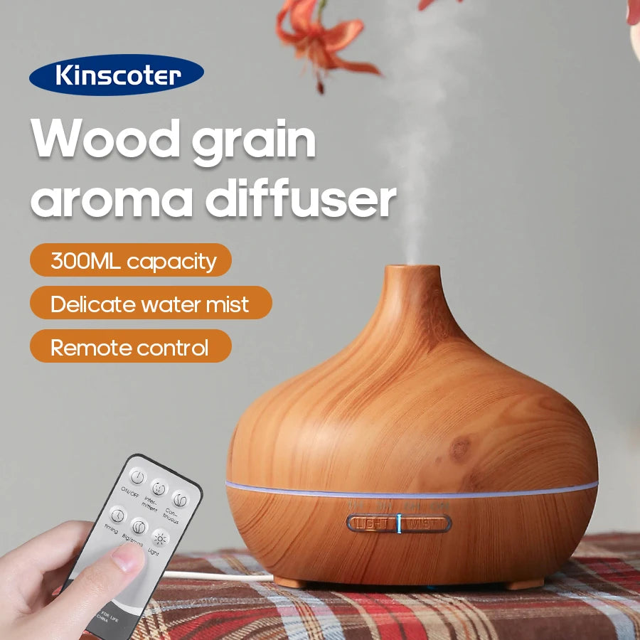 Diffusore di Aromi USB con Design in Legno - Umidificatore a Nebbia Fredda per Oli Essenziali