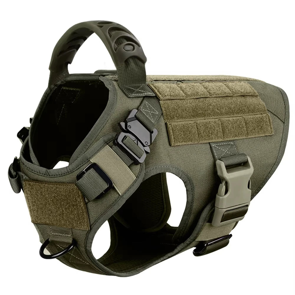 Dog Tactical Harness for Large Dogs with Molle Pouch - Military Training Vest for French Bulldogs and Other Breeds