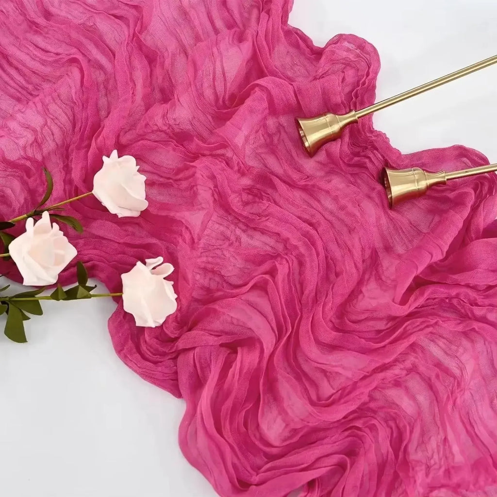 Runner da Tavola in Tessuto Boho Rosa 90x300cm - Per Matrimoni e Decorazioni