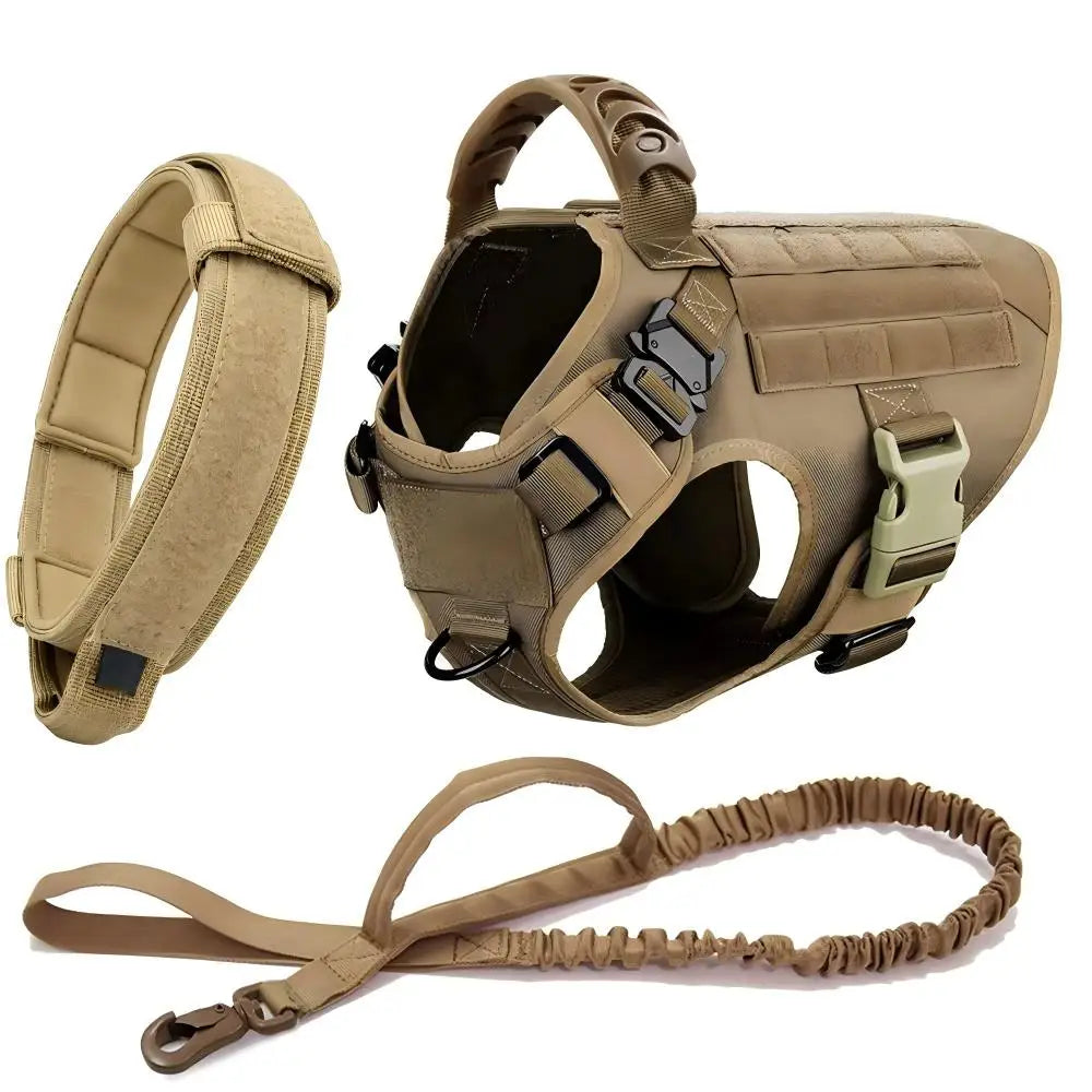 Dog Tactical Harness for Large Dogs with Molle Pouch - Military Training Vest for French Bulldogs and Other Breeds