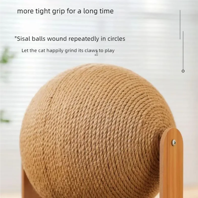 Tiragraffi a sfera in sisal con base in legno