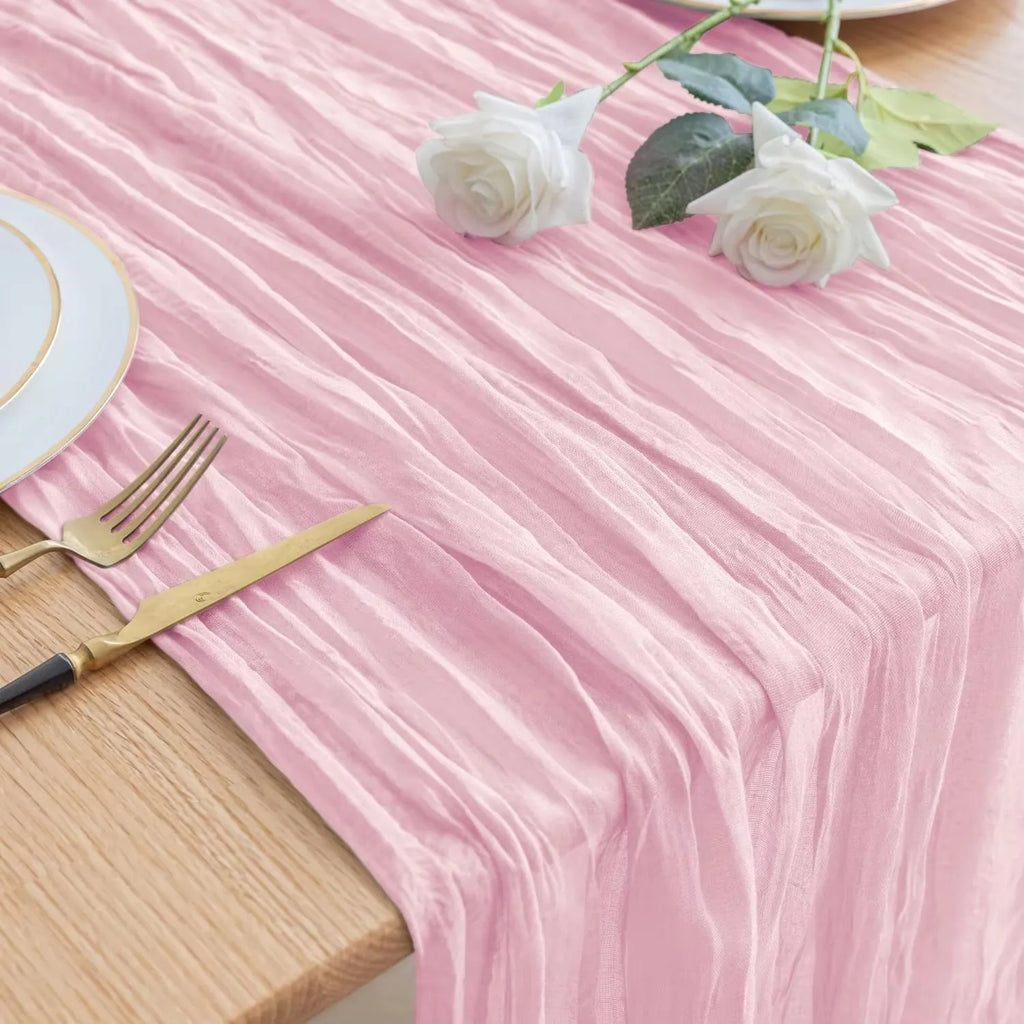 Runner da Tavola in Tessuto Boho Rosa 90x300cm - Per Matrimoni e Decorazioni