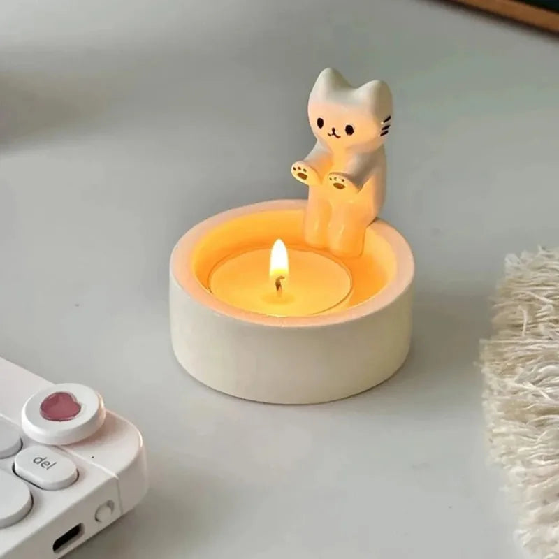 Portacandela a Forma di Gatto 2-in-1 - Per Aromaterapia e Decorazione Casa