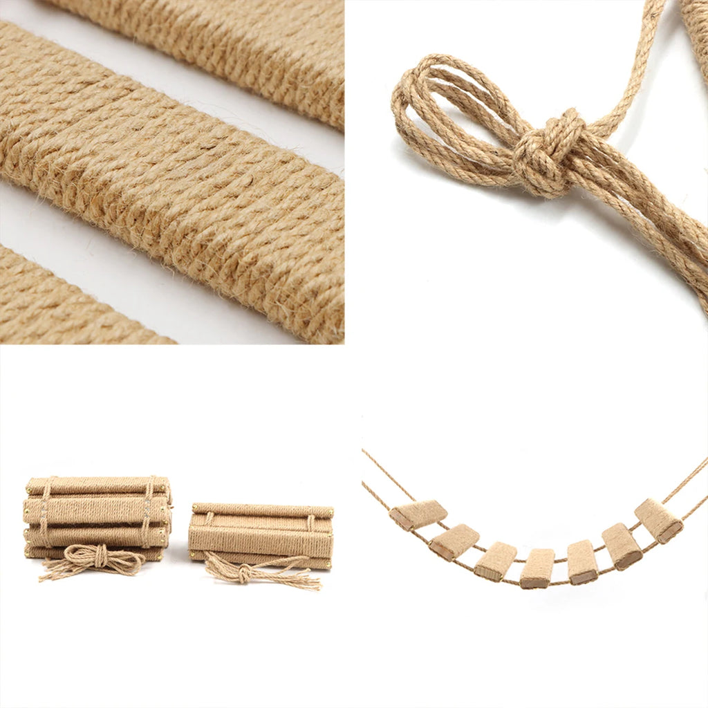 Cat Climbing Frame Bridge - Wooden Cat Ladder with Sisal Rope for Scratching, Cage Climber & Pet Furniture