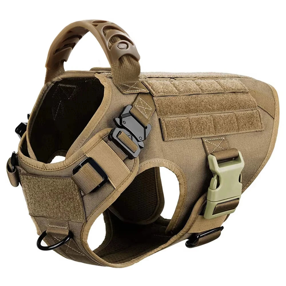 Dog Tactical Harness for Large Dogs with Molle Pouch - Military Training Vest for French Bulldogs and Other Breeds