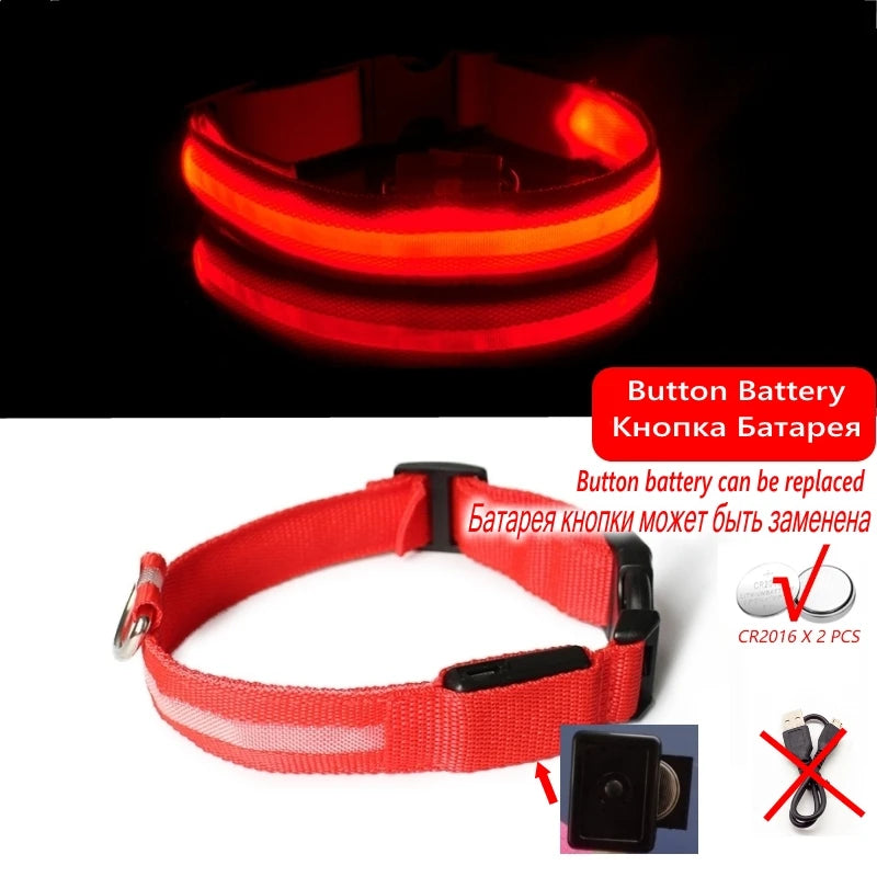 LED Dog Collar Light - Anti-Lost, Luminous USB Rechargeable Collar for Dogs and Puppies at Night