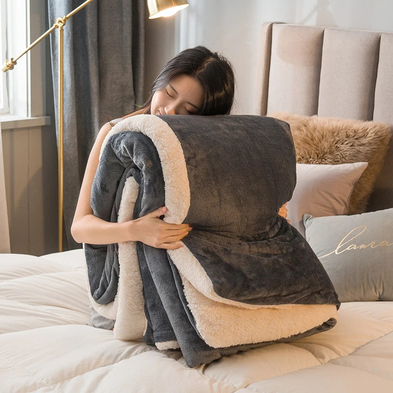 Coperta in Lana Double Face Formato Queen - Per Inverno e Campeggio